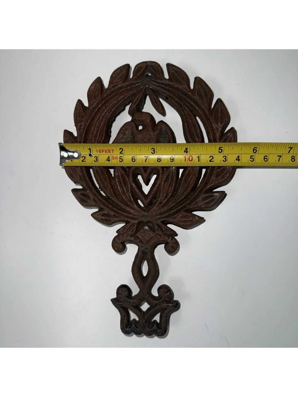 VTG Cast Iron Wilton Trivet Pot Pan Holder Eagle & Heart Rustic Decor ~4 Footed